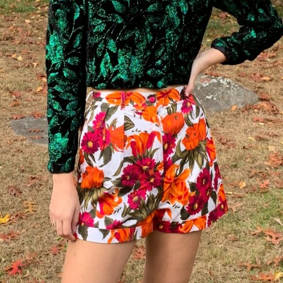 Vintage High Waist Paisley Floral Print Festival Boho Cotton Shorts Lot - Picture 10 of 13